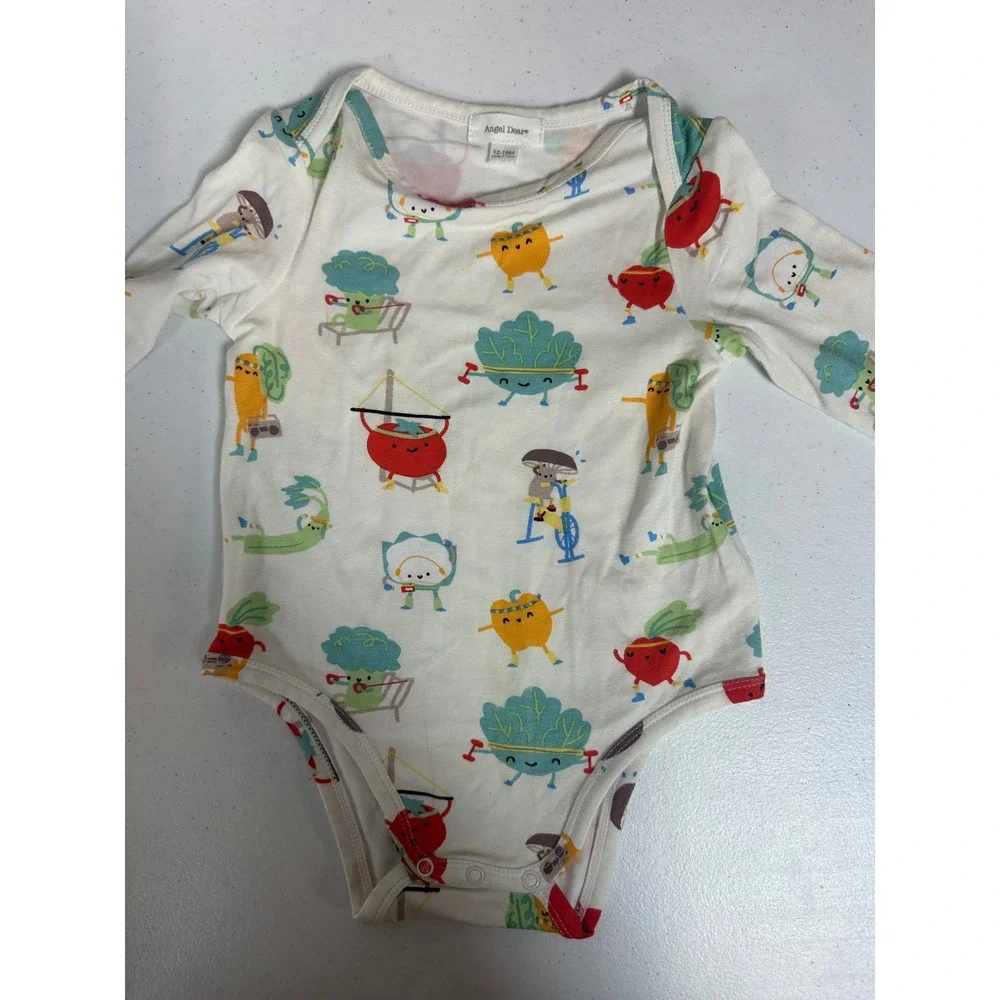 Baby Bodysuits Lot of 3 12-18M Christmas/Plaid/Vegetable